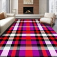 thumbnail image 1 of ODIKA 4'x6' Machine Washable Non-Slip Area Rug, Decorative Tartan Style with Bold Contrasting Design High Traffic Rug, Purple, 617098, 1 of 7