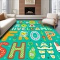 thumbnail image 1 of ODIKA 4'x6' Machine Washable Non-Slip Area Rug, Developmental Language Foundation With Engaging Visual Cues High Traffic Rug with Pad, Turquoise, 687618, 1 of 8