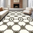 thumbnail image 1 of ODIKA 4'x6' Machine Washable Non-Slip Area Rug, Distressed Faded Latticework with Ornate Floral Details High Traffic Rug, White, 564212, 1 of 7