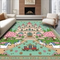 thumbnail image 1 of ODIKA 4'x6' Machine Washable Non-Slip Area Rug, Dreamland Fortress Playzone Fantasy World High Traffic Rug with Pad, Teal, 724548, 1 of 8