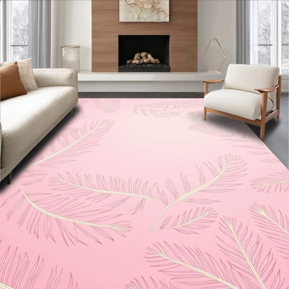 ODIKA 4'x6' Machine Washable Non-Slip Area Rug, Dreamy Fluffy Silky Smooth Enchanting Deluxe Stylish High Traffic Rug, Pink, 463677