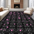 thumbnail image 1 of ODIKA 4'x6' Machine Washable Non-Slip Area Rug, Dreamy Spring Paris Motif with Petal Rain and Artistic Eiffel Outline High Traffic Rug, Black, 656827, 1 of 7