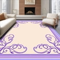 thumbnail image 1 of ODIKA 4'x6' Machine Washable Non-Slip Area Rug, Dreamy Velvet Touch Faux Fur Elegant Swirl Contemporary Design High Traffic Rug with Pad, Beige, 613651, 1 of 8