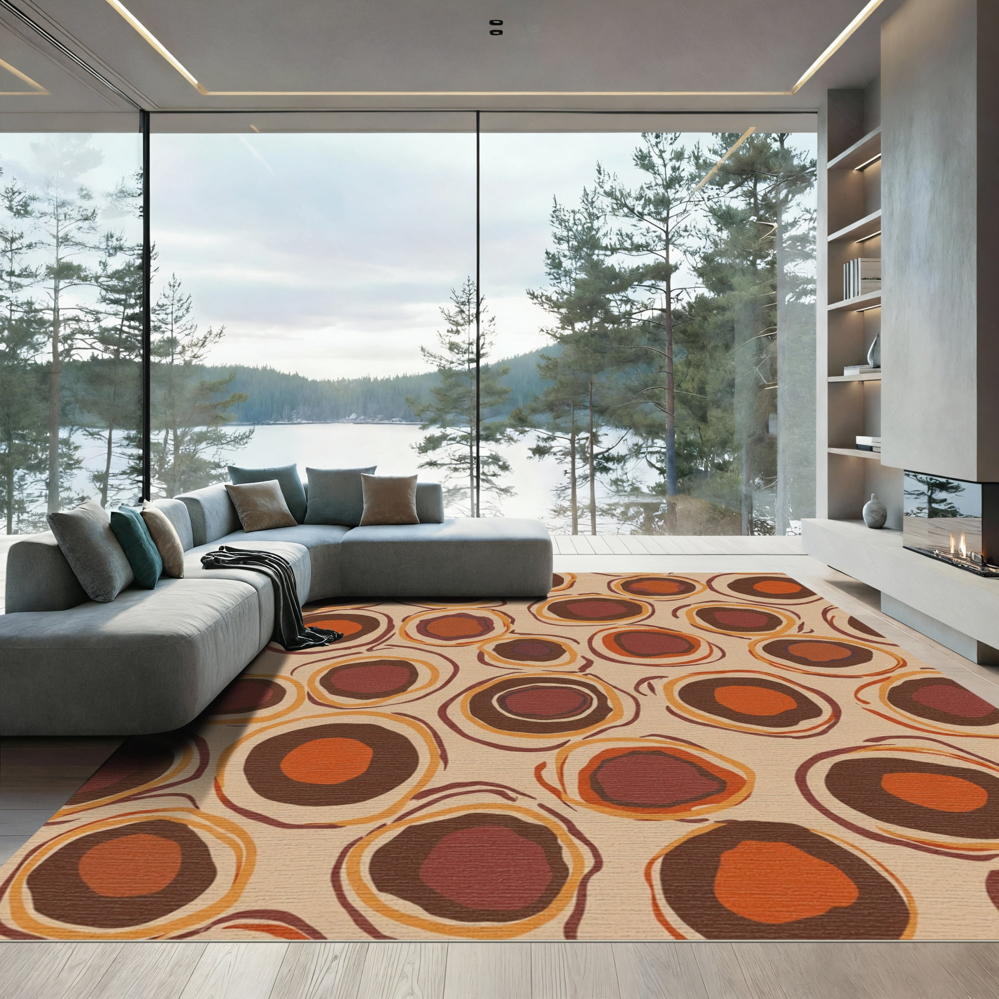 ODIKA 4x6 Machine Washable Non-Slip Area Rug, Dynamic Flowing Spotted ...