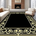thumbnail image 1 of ODIKA 4'x6' Machine Washable Non-Slip Area Rug, Eclipse Floral with Ornate Petal Lattice and Whimsical Tendrils High Traffic Rug with Pad, Black, 484628, 1 of 8