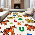 thumbnail image 1 of ODIKA 4'x6' Machine Washable Non-Slip Area Rug, Educational ABC Jungle Safari Learning Playmat With Tiger Character High Traffic Rug with Pad, Orange, 690709, 1 of 8