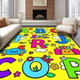 thumbnail image 1 of ODIKA 4'x6' Machine Washable Non-Slip Area Rug, Educational Alphabet Discovery With Vibrant Animal Illustrations High Traffic Rug, Yellow, 687696, 1 of 7