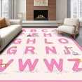 thumbnail image 1 of ODIKA 4'x6' Machine Washable Non-Slip Area Rug, Educational Alphabet Learning Whimsical Letters Play Surface High Traffic Rug, Pink, 692324, 1 of 7