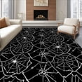 thumbnail image 1 of ODIKA 4'x6' Machine Washable Non-Slip Area Rug, Eerie Spider Web Halloween with Creepy Crawly Arachnid Design High Traffic Rug with Pad, Black, 620086, 1 of 8