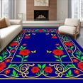 thumbnail image 1 of ODIKA 4'x6' Machine Washable Non-Slip Area Rug, Elegant Blossoming Haven Ornamental Display High Traffic Rug, Blue, 663400, 1 of 7