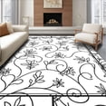 thumbnail image 1 of ODIKA 4'x6' Machine Washable Non-Slip Area Rug, Elegant Botanical Vine Scroll Damask Embellished Transitional High Traffic Rug with Pad, Black, 538697, 1 of 8