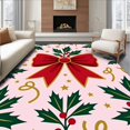 thumbnail image 1 of ODIKA 4'x6' Machine Washable Non-Slip Area Rug, Elegant Bow and Holly Cluster Arrangement with Subtle Festive Ribbon High Traffic Rug with Pad, Red, 736214, 1 of 8