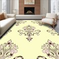 thumbnail image 1 of ODIKA 4'x6' Machine Washable Non-Slip Area Rug, Elegant Damask Scrollwork Accent with Ornate Curvilinear Motifs High Traffic Rug with Pad, Yellow, 522804, 1 of 8
