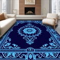 thumbnail image 1 of ODIKA 4'x6' Machine Washable Non-Slip Area Rug, Elegant Damask Vintage Medallion Decorative Accent High Traffic Rug with Pad, Blue, 526954, 1 of 8