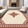 thumbnail image 1 of ODIKA 4'x6' Machine Washable Non-Slip Area Rug, Elegant Damask Weathered Heritage High Traffic Rug, Ivory, 662760, 1 of 7