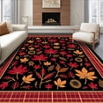 thumbnail image 1 of ODIKA 4'x6' Machine Washable Non-Slip Area Rug, Elegant Fall Foliage Seasonal Welcoming High Traffic Rug, Black, 601779, 1 of 7