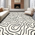thumbnail image 1 of ODIKA 4'x6' Machine Washable Non-Slip Area Rug, Elegant Fauna Inspired Wavy Lines High Traffic Rug with Pad, Black, 660648, 1 of 8