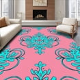 thumbnail image 1 of ODIKA 4'x6' Machine Washable Non-Slip Area Rug, Elegant Floral Damask Faded Heirloom Collection High Traffic Rug with Pad, Pink, 367687, 1 of 8
