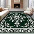 thumbnail image 1 of ODIKA 4'x6' Machine Washable Non-Slip Area Rug, Elegant Floral Damask Luxury Tapestry Craftsmanship High Traffic Rug with Pad, Green, 578490, 1 of 8