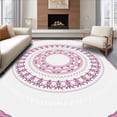 thumbnail image 1 of ODIKA 4'x6' Machine Washable Non-Slip Area Rug, Elegant Floral Medallion Cushion with Delicate Maltese Dog Motifs High Traffic Rug with Pad, Pink, 635889, 1 of 8
