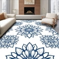 thumbnail image 1 of ODIKA 4'x6' Machine Washable Non-Slip Area Rug, Elegant Interlocking Lotus Design with Ornate Swirls and Petal Layers High Traffic Rug, Blue, 713854, 1 of 7