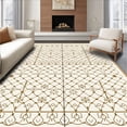 thumbnail image 1 of ODIKA 4'x6' Machine Washable Non-Slip Area Rug, Elegant Lattice With Intricate Symmetrical Motifs High Traffic Rug, Ivory, 581809, 1 of 7