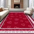 thumbnail image 1 of ODIKA 4'x6' Machine Washable Non-Slip Area Rug, Elegant Love Symbol Base Cover Festive Holiday Adornment High Traffic Rug with Pad, Red, 740976, 1 of 8