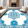 thumbnail image 1 of ODIKA 4'x6' Machine Washable Non-Slip Area Rug, Elegant Medallion Vine Botanical Tapestry Swirl Enchanted Garden High Traffic Rug with Pad, Blue, 437692, 1 of 8