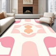 thumbnail image 1 of ODIKA 4'x6' Machine Washable Non-Slip Area Rug, Elegant Mid Interlocking Sphere Contemporary High Traffic Rug, Pink, 518628, 1 of 7