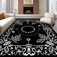 thumbnail image 1 of ODIKA 4'x6' Machine Washable Non-Slip Area Rug, Elegant Pinecone Wreath Yuletide Welcome Doorstep Decoration High Traffic Rug, Black, 733372, 1 of 7