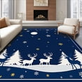 thumbnail image 1 of ODIKA 4'x6' Machine Washable Non-Slip Area Rug, Elegant Reindeer Starry Night Celebration High Traffic Rug with Pad, Blue, 732492, 1 of 8