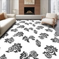thumbnail image 1 of ODIKA 4'x6' Machine Washable Non-Slip Area Rug, Elegant Rose Bloom Latch Hook Needlework Cushion Canvas Project High Traffic Rug with Pad, Black, 650989, 1 of 8
