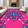 thumbnail image 1 of ODIKA 4'x6' Machine Washable Non-Slip Area Rug, Elegant Snowflake Motif with Interlocking Swirls and Delicate Stars High Traffic Rug with Pad, Pink, 628891, 1 of 8