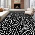 thumbnail image 1 of ODIKA 4'x6' Machine Washable Non-Slip Area Rug, Elegant Swirl Abstract Contemporary Medallion Accent Sevilla High Traffic Rug, Black, 580029, 1 of 7