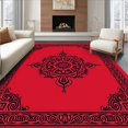 thumbnail image 1 of ODIKA 4'x6' Machine Washable Non-Slip Area Rug, Elegant Swirl Plush Oval Shag High Traffic Rug, Red, 582789, 1 of 7