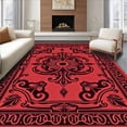 thumbnail image 1 of ODIKA 4'x6' Machine Washable Non-Slip Area Rug, Elegant Swirling Damask Nouveau Decorative High Traffic Rug, Red, 452695, 1 of 7