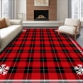 thumbnail image 1 of ODIKA 4'x6' Machine Washable Non-Slip Area Rug, Elegant Tartan Xmas Decoration Hearth Frosty Evening Welcoming High Traffic Rug with Pad, Red, 651619, 1 of 8
