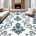 thumbnail image 1 of ODIKA 4'x6' Machine Washable Non-Slip Area Rug, Elegant Transitional Damask Scrollwork Botanical High Traffic Rug, Blue, 552296, 1 of 7