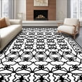 thumbnail image 1 of ODIKA 4'x6' Machine Washable Non-Slip Area Rug, Elegant Trellis Lattice Interweaving Symmetrical Decorative High Traffic Rug, Black, 427161, 1 of 7
