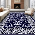 thumbnail image 1 of ODIKA 4'x6' Machine Washable Non-Slip Area Rug, Elegant Vine Traction Safe Floor Cover High Traffic Rug, Blue, 533182, 1 of 7
