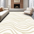 thumbnail image 1 of ODIKA 4'x6' Machine Washable Non-Slip Area Rug, Elegant Wavy Textured Minimalist Pristine Fuzzy Chic Stylish High Traffic Rug with Pad, Beige, 571974, 1 of 8