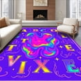 thumbnail image 1 of ODIKA 4'x6' Machine Washable Non-Slip Area Rug, Enchanted ABC Circular Journey Magical Learning Playground High Traffic Rug, Purple, 688295, 1 of 7