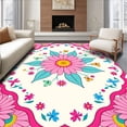 thumbnail image 1 of ODIKA 4'x6' Machine Washable Non-Slip Area Rug, Enchanted Blooming Garden Edge Botanical Insect Daisy High Traffic Rug, Pink, 444285, 1 of 7