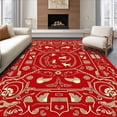 thumbnail image 1 of ODIKA 4'x6' Machine Washable Non-Slip Area Rug, Enchanted Dachshund and Gift Box with Festive Details High Traffic Rug, Red, 646237, 1 of 7