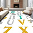 thumbnail image 1 of ODIKA 4'x6' Machine Washable Non-Slip Area Rug, Enchanted Fairy Tale Alphabet Floor with Storybook Characters High Traffic Rug, Gold, 689895, 1 of 7