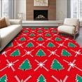 thumbnail image 1 of ODIKA 4'x6' Machine Washable Non-Slip Area Rug, Enchanted Fir Wonderland Seasonal Pathway Adornment High Traffic Rug with Pad, Red, 607644, 1 of 8