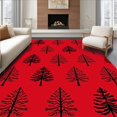 thumbnail image 1 of ODIKA 4'x6' Machine Washable Non-Slip Area Rug, Enchanted Forest Evergreen Adorned With Wildlife High Traffic Rug, Red, 746355, 1 of 7