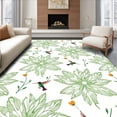 thumbnail image 1 of ODIKA 4'x6' Machine Washable Non-Slip Area Rug, Enchanted Garden Botanical Illustration With Flying Hummingbirds High Traffic Rug, Green, 585914, 1 of 7