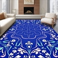 thumbnail image 1 of ODIKA 4'x6' Machine Washable Non-Slip Area Rug, Enchanted Garden Maze Ornamental Floral Decorative High Traffic Rug, Blue, 470292, 1 of 7