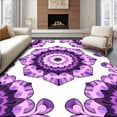 thumbnail image 1 of ODIKA 4'x6' Machine Washable Non-Slip Area Rug, Enchanted Garden Medallion Vintage Distressed Floral Motif High Traffic Rug, Purple, 564916, 1 of 7